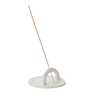Flume Ceramic Incense Holder – Minimalist White with Inspirational Script