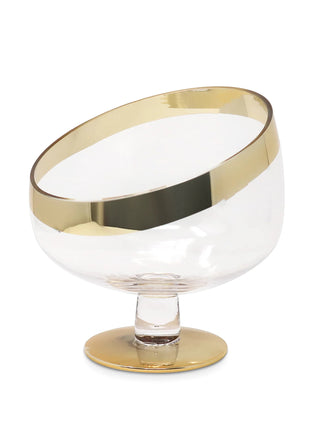 Footed Snack Bowl with Gold Rim & Base – Medium & Large