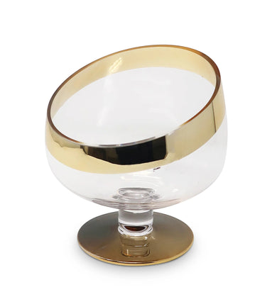Footed Snack Bowl with Gold Rim & Base – Medium & Large