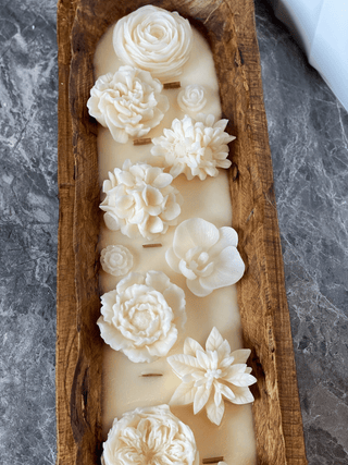 Four Seasons Floral Wooden Dough Bowl Candle