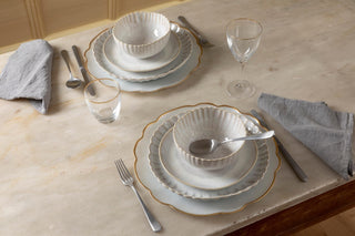 COSTA NOVA Francesca Glass Charger Plate with Gold Rim – Luxury Dining Plate for Special Occasions