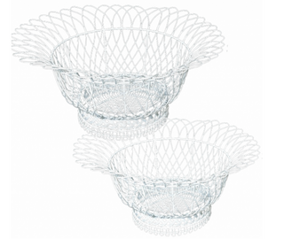 Round Flared White French Wire Basket (2 Sizes)