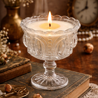 Vintage Crystal-Cut Glass Pedestal Compote Bowl