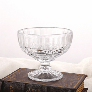 Vintage Embossed Glass Coupe Dessert Bowl