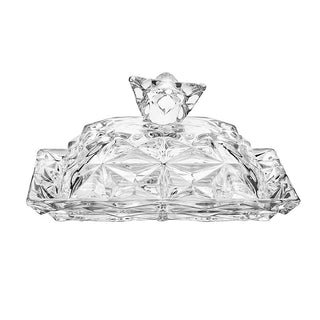 Vintage Crystal-Cut Glass Butter Dish with Lid