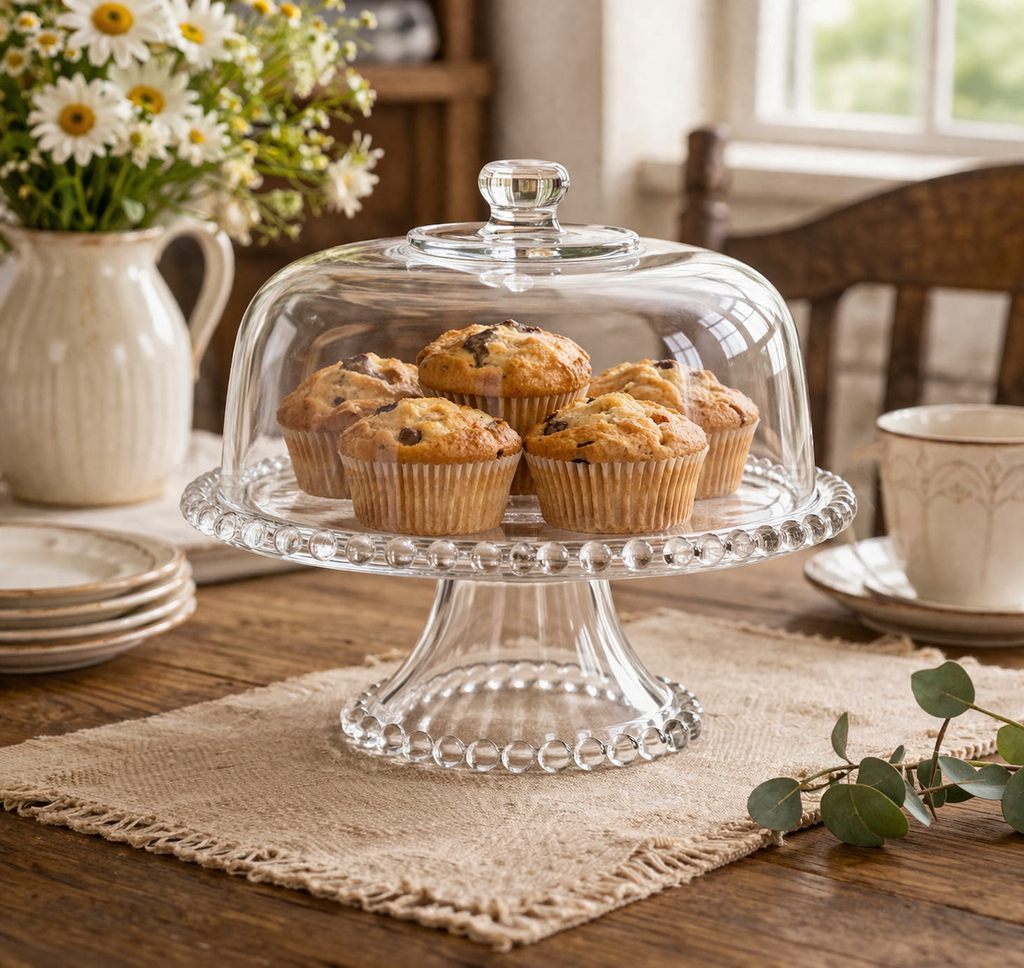 Glass Pedestal Cake Stand with Dome Cover
