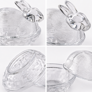 Vintage Bunny-Shaped Glass Candy and Trinket Dish