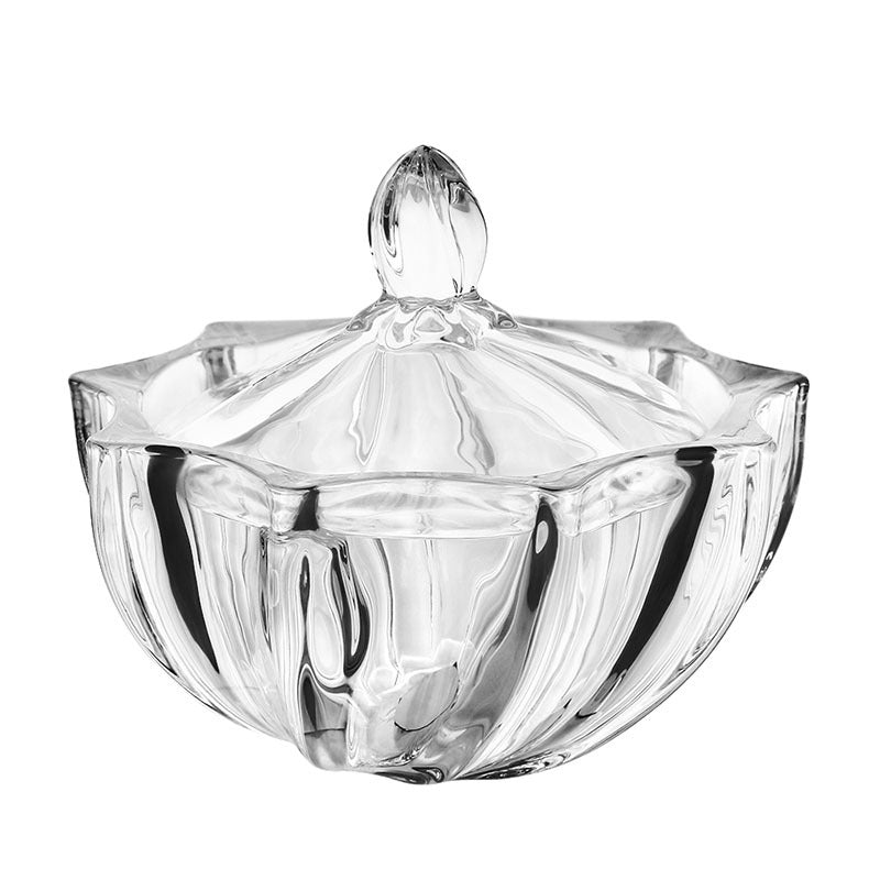 Vintage Petal-Shaped Glass Jar with Sculpted Lid