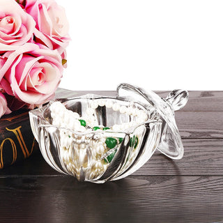 Vintage Petal-Shaped Glass Jar with Sculpted Lid