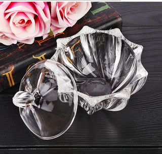 Vintage Petal-Shaped Glass Jar with Sculpted Lid