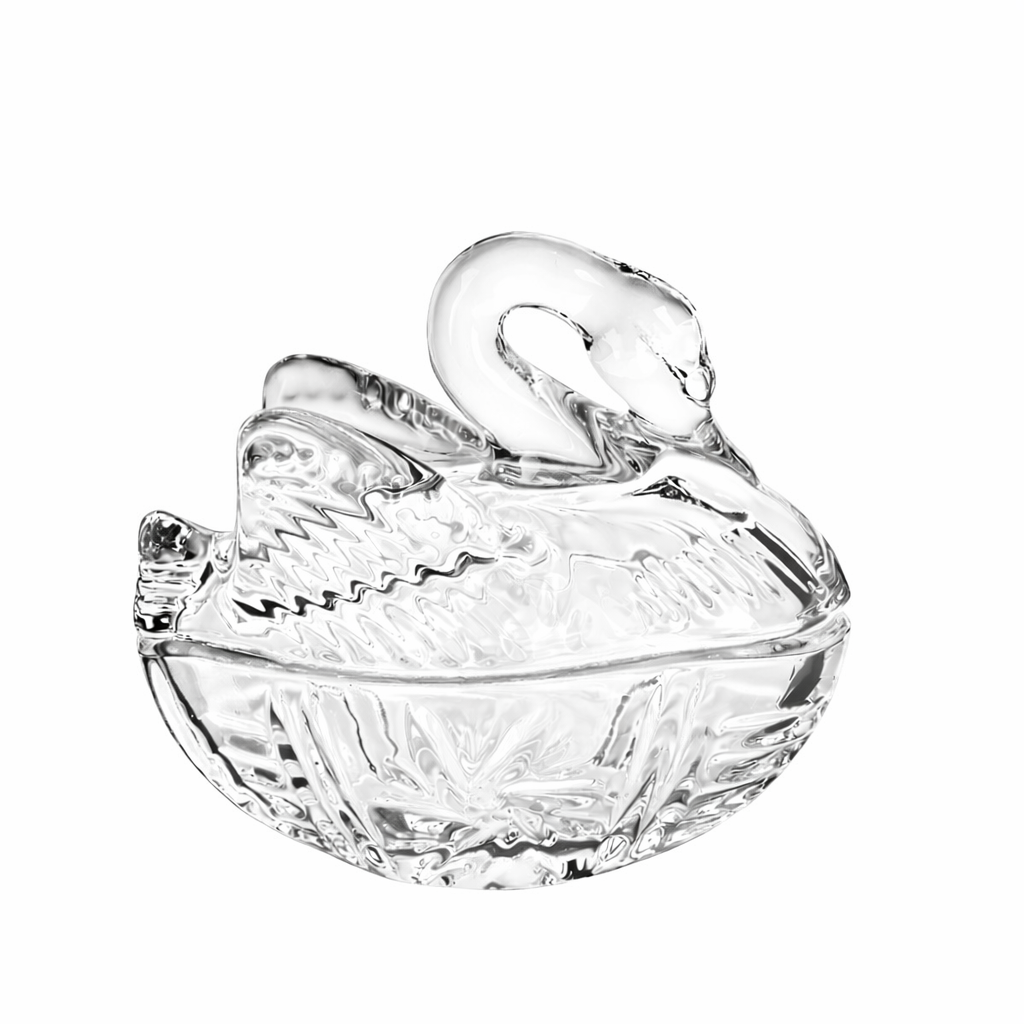 Vintage Swan-Shaped Glass Trinket and Candy Dish