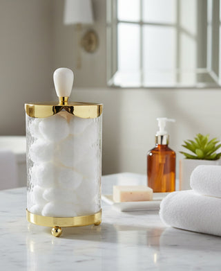 Glass Canister with Metal Lid and Marble Knob (3 Sizes)