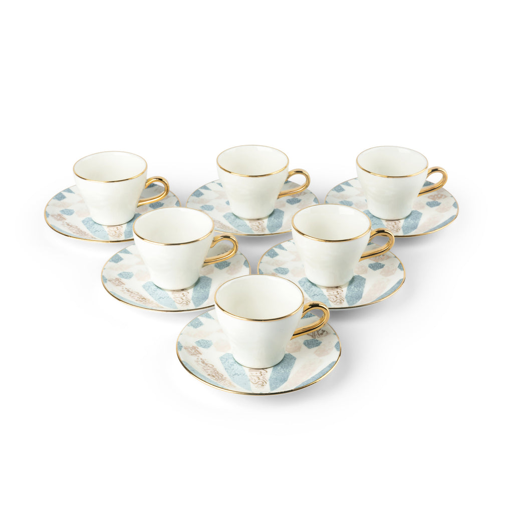 Amal Espresso Turkish Coffee Cups 12-Pc – Purple & Gold, Premium Coffee Set