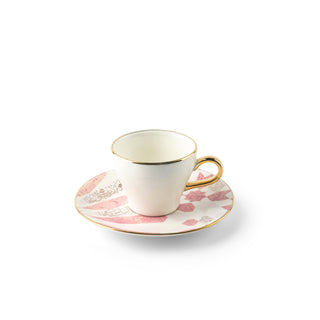 Amal Turkish Coffee & Espresso Cup Set (12-Pc) – Pink & Gold Luxury Bone China