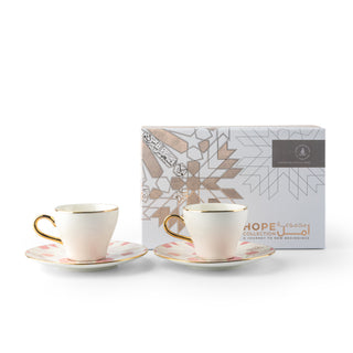 Amal Espresso Turkish Coffee Cups 12-Pc – Pink & Gold, Elegant Coffee Set