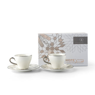 Amal Espresso Turkish Coffee Cups 12-Pc – Grey & Silver, Elegant Coffee Cup Set