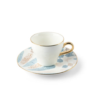 Amal Cappuccino Cup Set (12-Pc) – Blue & Gold Luxury Bone China