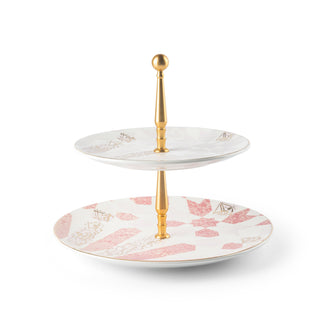 Amal 2-Tier Serving Plate – Pink & Gold Luxury Dessert & Appetizer Stand (7.5” + 10”)