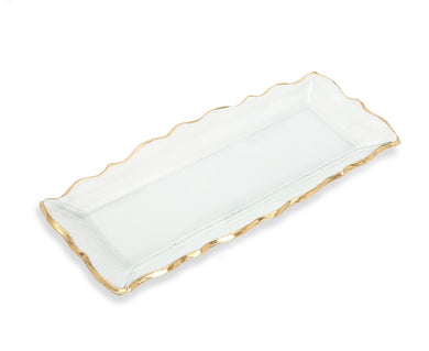 Glass Oblong Tray with Gold Edge – Medium & Large Sizes