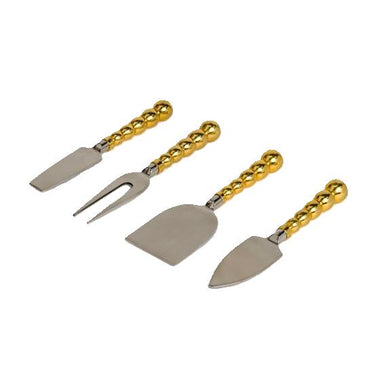 Gold Beaded Cheese Knife Set of 4 – Elegant Charcuterie & Serve Ware Accessory