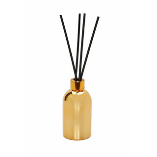 Gold Bottle Diffuser with Gold Cap and White Flower,