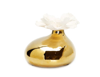 Gold Diffuser with White Flower – Iris & Rose Scent