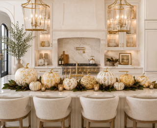 Gold Bird & Vine Silhouette Metal Pumpkin – Available in Two Sizes