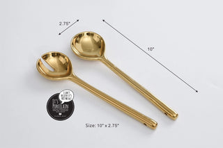 Salad Servers — Madera Collection | Gold-Toned Porcelain, 10