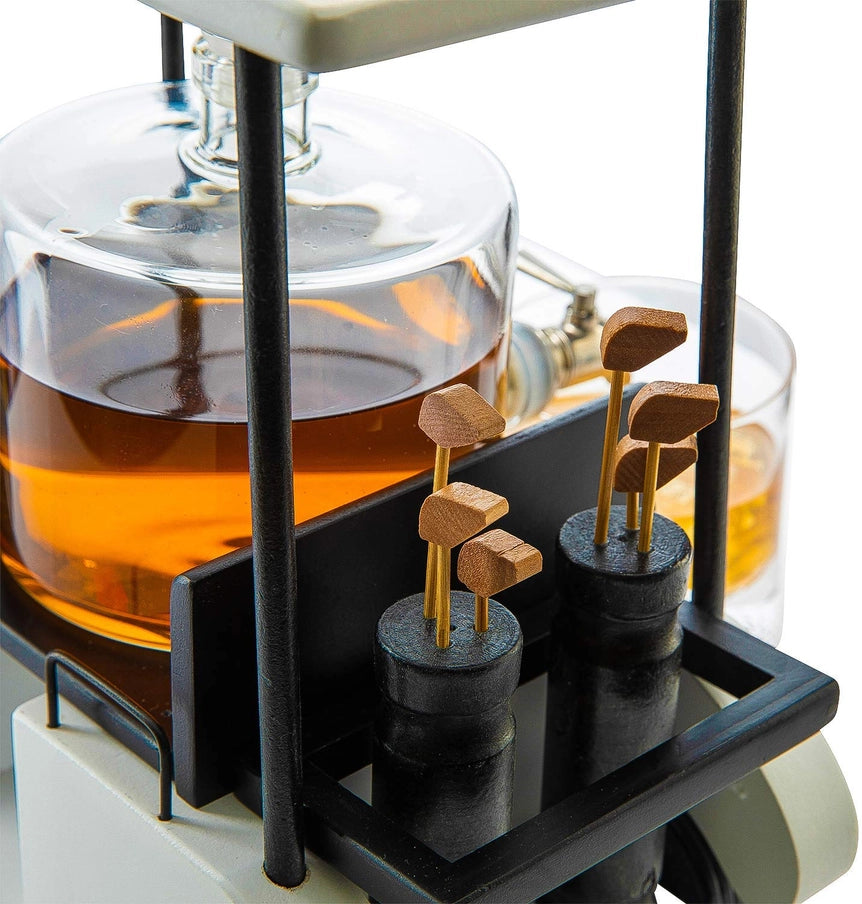 Limited Edition Golf Whiskey Decanter Set with Golf Cart Holder & Golf Ball Glasses