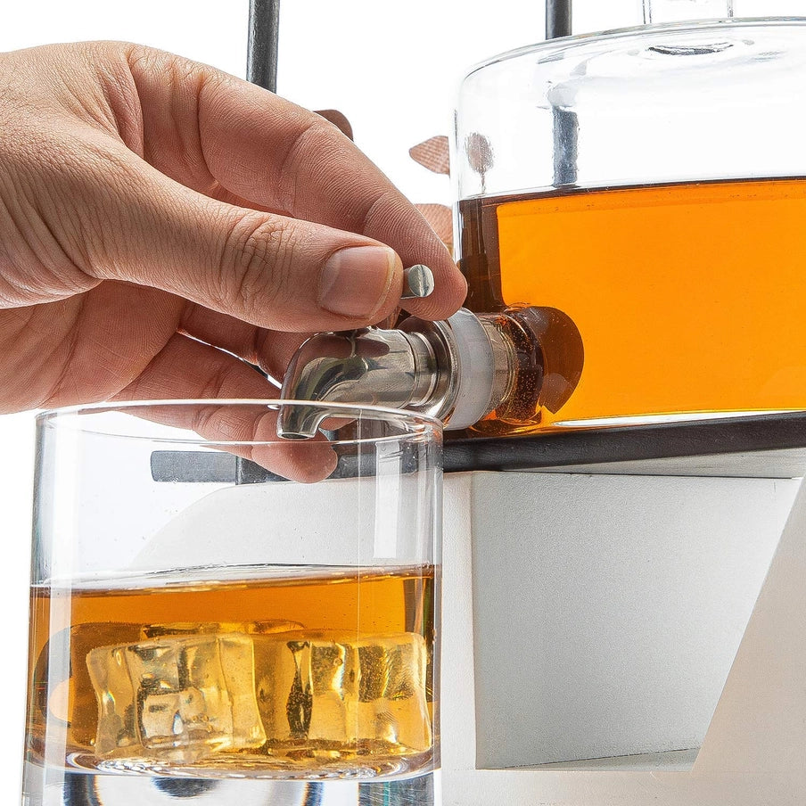 Limited Edition Golf Whiskey Decanter Set with Golf Cart Holder & Golf Ball Glasses