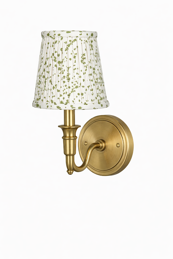 Green Dot Pleated Sconce Shade | Elegant Clip-On Wall Lamp Shade