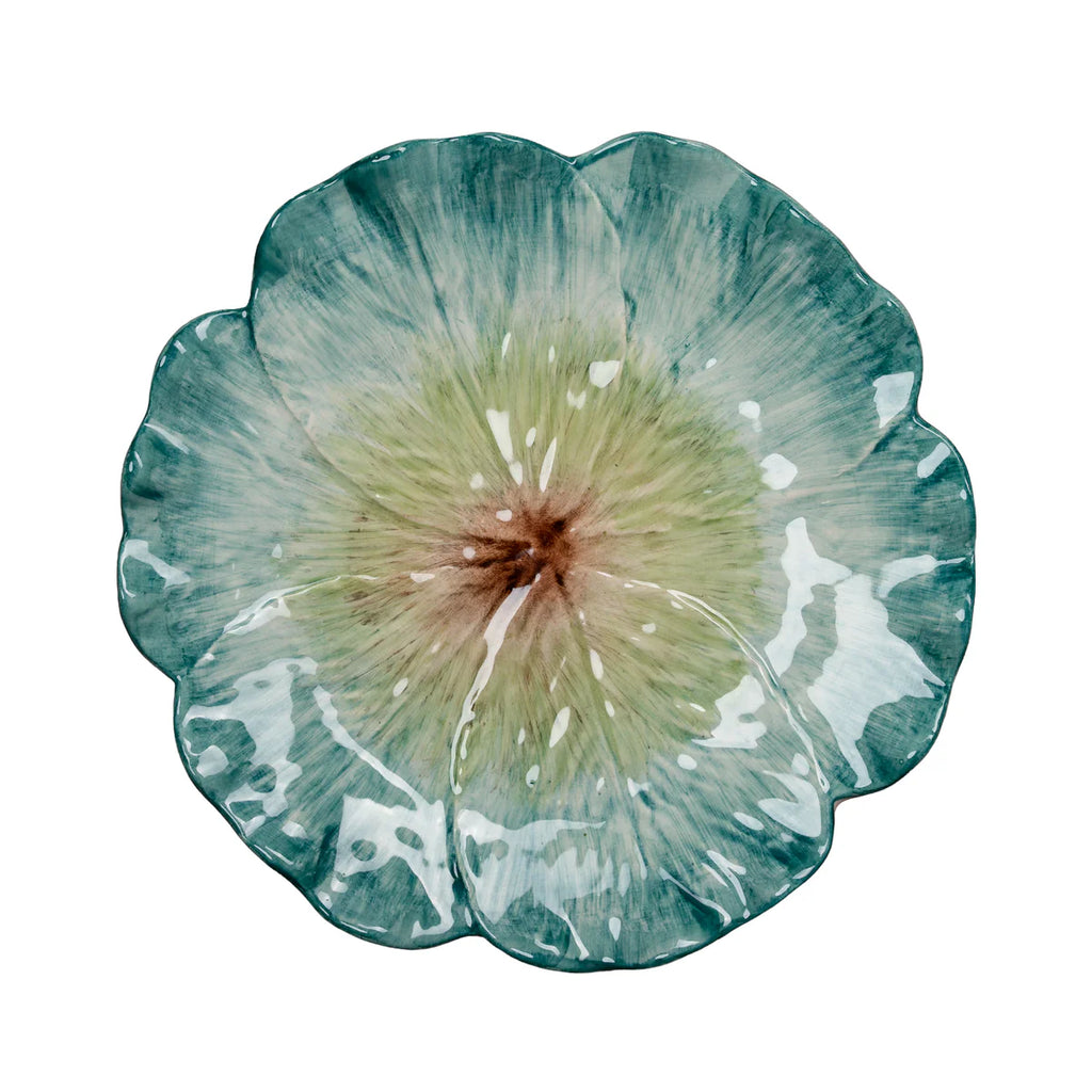 Elisabetta Flower Dinner Plate – Hand-Painted Portuguese Ceramic Plate in Lilac, Blue, Green, Pink, Orange & Yellow
