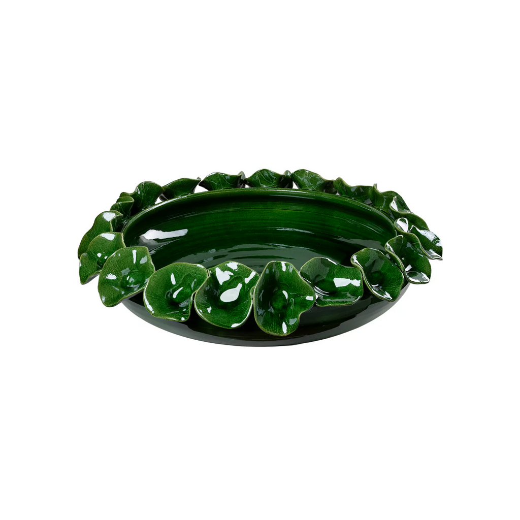 Nasturtium Petal Bowl – Handmade Italian Decorative Bowl in Green, White & Turquoise