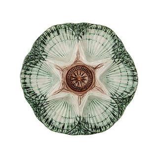 NOLA Oyster Plate, Cream & Burgundy / Pink & Green / Cobalt – Hand-Painted Portuguese Majolica Oyster Plate