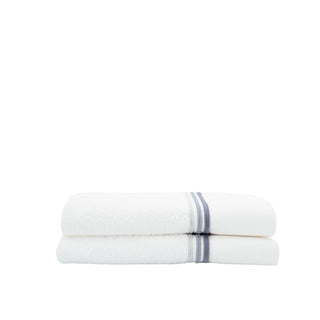 Turkish Cotton Guest Towels with Gray Stripe French Borders – Set of 2