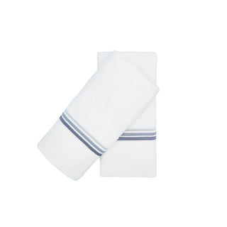 Turkish Cotton Guest Towels with Gray Stripe French Borders – Set of 2