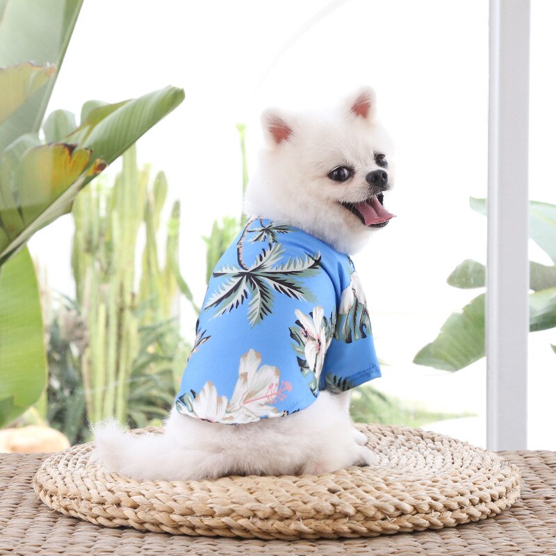 Hawaiian Pet Dog Summer Shirt – Coconut Tree & Pineapple Print