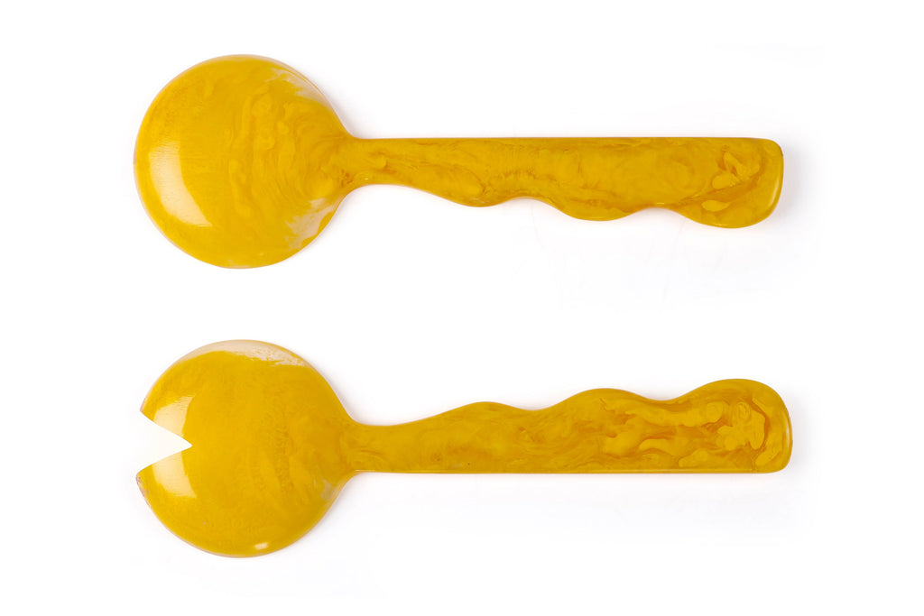 Resin Salad Server Mustard Set of 2