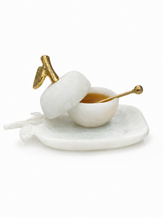 Elegant Apple Honey Dish with Gold Accents