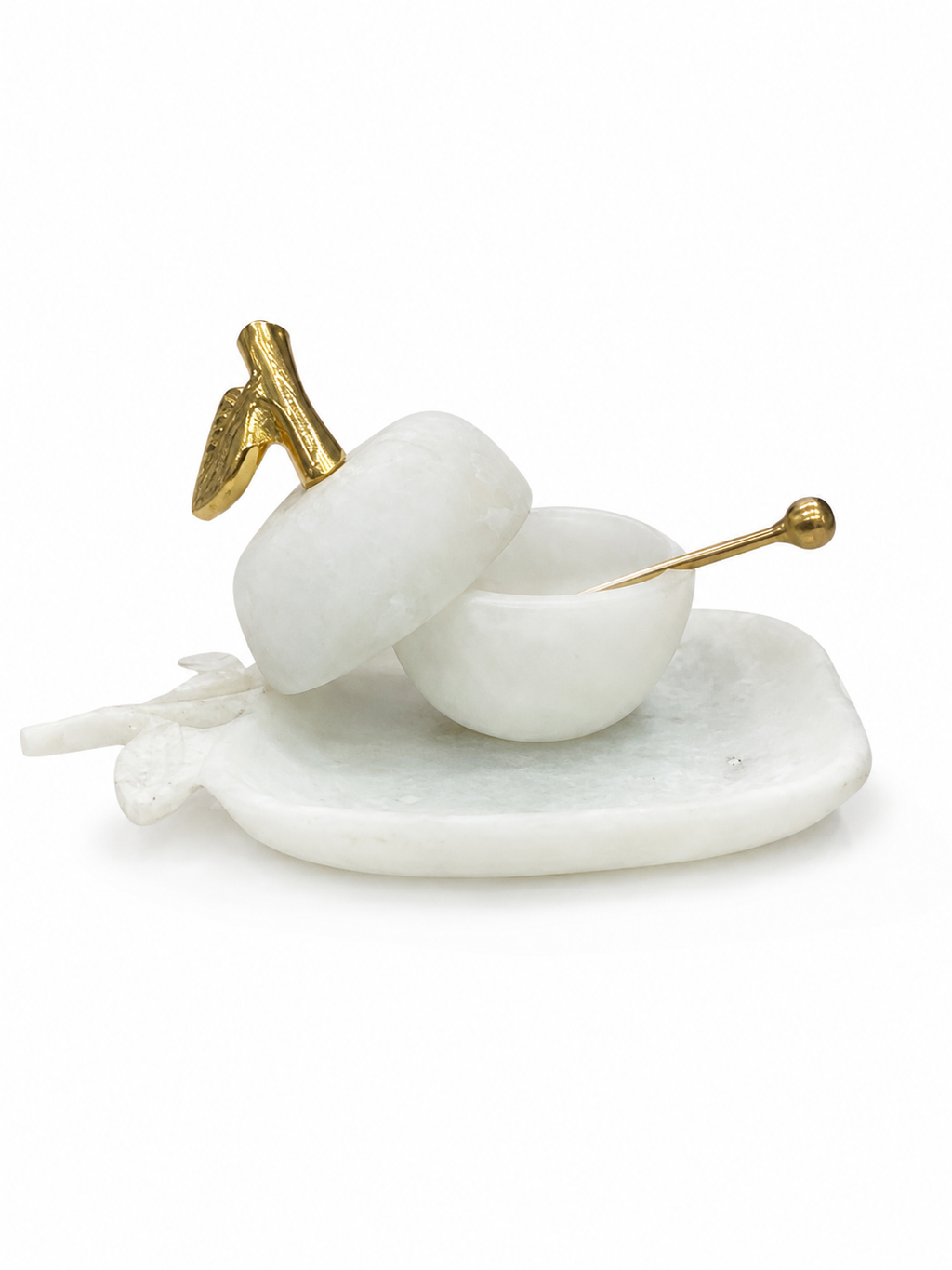 Elegant Apple Honey Dish with Gold Accents