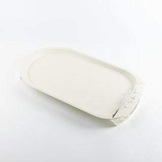 Liqa'a - Serving Tray - Pearl White & Silver