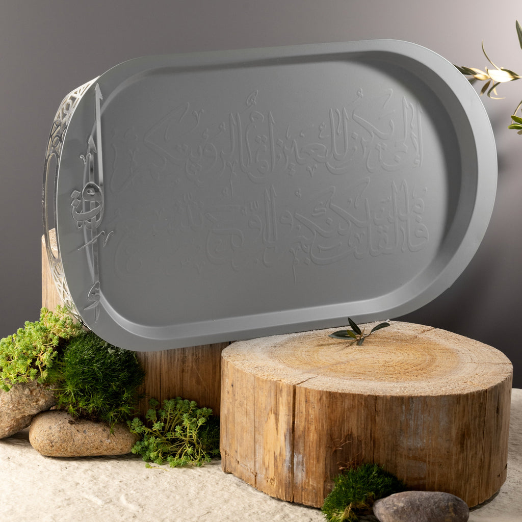 Liqa'a - Serving Tray - Grey & Silver