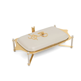 Jiwar Medium Twin Candle Pyrex Chafer Beige & Gold | Elegant Buffet Serveware