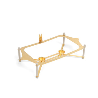 Jiwar Medium Twin Candle Pyrex Chafer Beige & Gold | Elegant Buffet Serveware