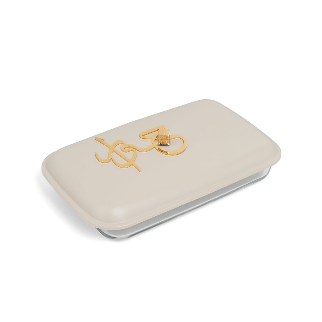 Jiwar Medium Twin Candle Pyrex Chafer – Beige & Gold, Stainless Steel Food Warmer