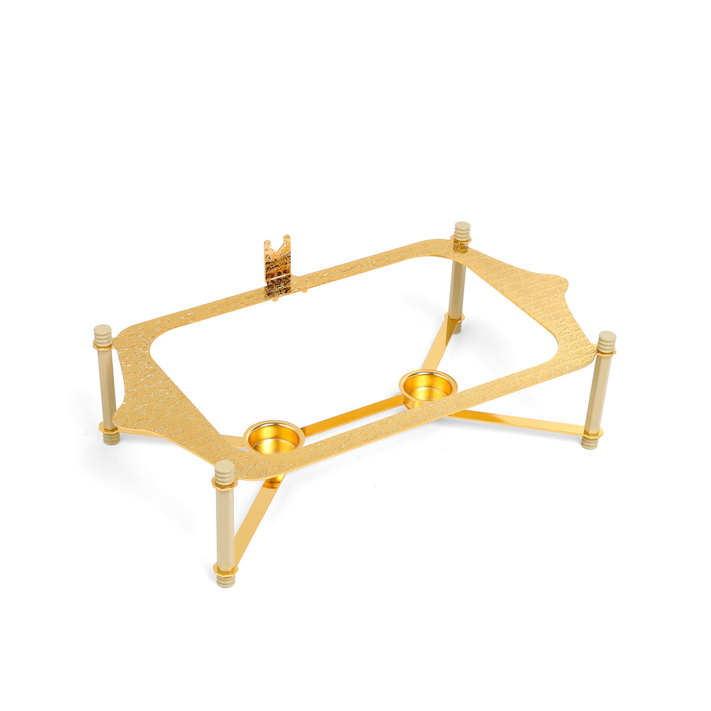 Jiwar Medium Twin Candle Pyrex Chafer Ivory & Gold | Elegant Buffet Serveware