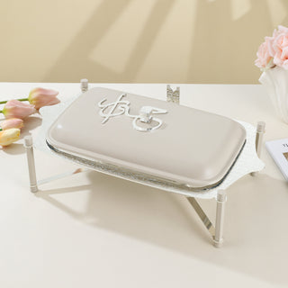 Jiwar Medium Twin Candle Pyrex Chafer – Beige & Silver, Stainless Steel Food Warmer