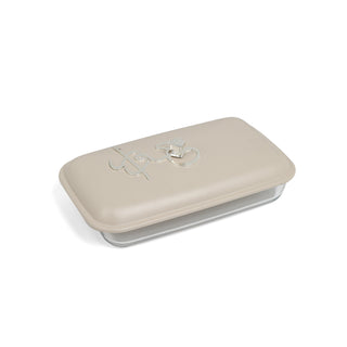 Jiwar Medium Twin Candle Pyrex Chafer Beige & Silver | Elegant Buffet Serveware