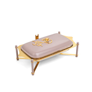 Jiwar Medium Twin Candle Pyrex Chafer Beige & Silver | Elegant Buffet Serveware