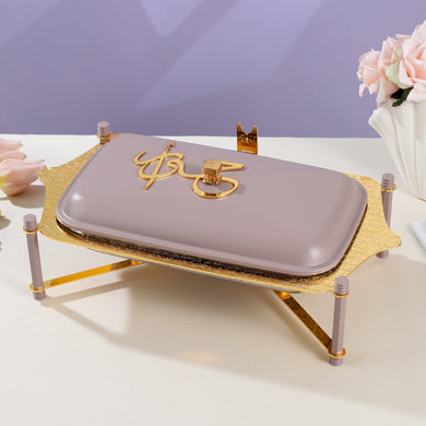 Jiwar Medium Twin Candle Pyrex Chafer – Lavender & Gold, Elegant Food Warmer